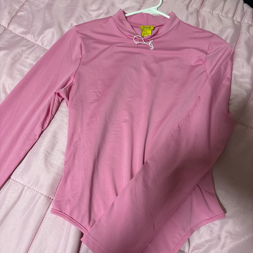 Daisy Pink Mock Neck Long Sleeve Bodysuit Brand new! Never worn